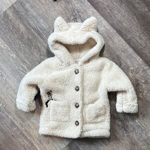 Hannah Andersson Ivory Sherpa Hooded Baby Jacket Where the Wild Things